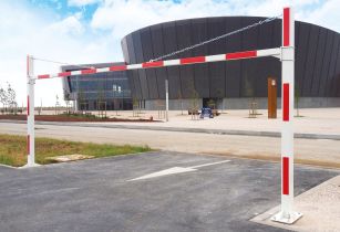 Height Restrictor Barrier Fixed. Adjustable Up to 7.5m widths or 4.5m high. Limits access to vans, caravans or heavy goods vehicles.