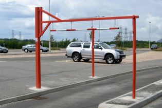 Height Restrictor Barrier -Swing Opening to allow occasional entrance by high sided vehicle, Galvanised